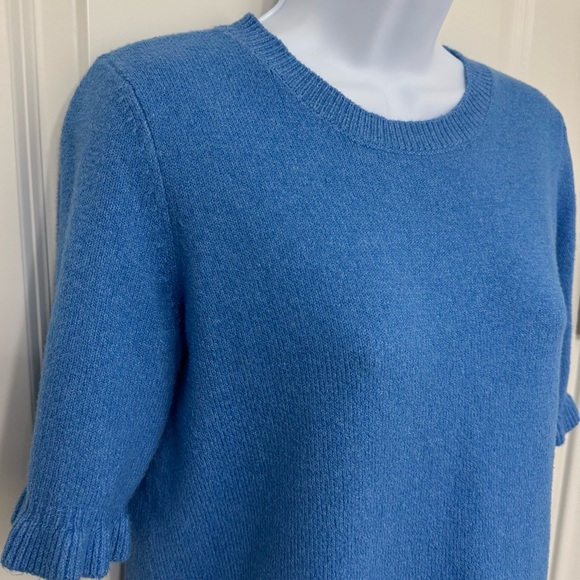 Ann Taylor Factory Cotton Blend Short Sleeve Sweater Blue M - Picture 2 of 4